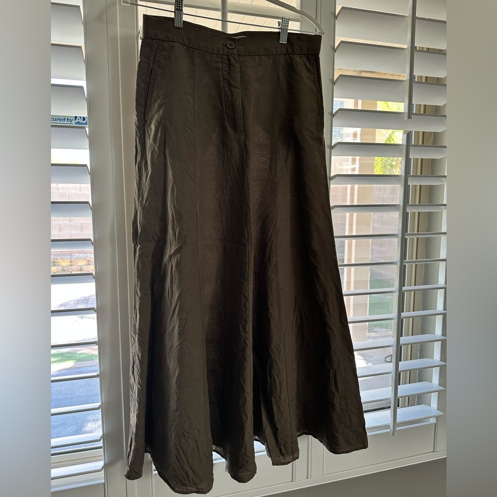 Zara Tannish Brown long linen Skirt